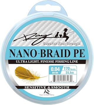 Ultra Slim Braided PE Fishing Line, Strong Knot Strength, Deign for Ultra Light Freshwater Fishing, Come with 3lb Test or 5lb Test, 170Yds Each Spool