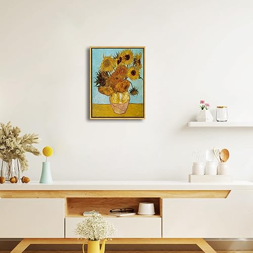 Miniatura 9 de Wieco Art Arte de pared enmarcado de girasol por Vincent Van Gogh Pinturas Reproducción abstractas impresiones en lienzo para decoración del hogar