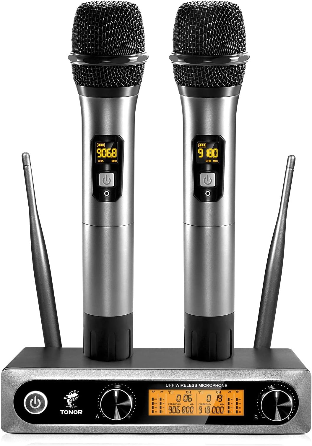 Tonor Wireless Dual Professional Dynamic Mic Handheld Metal Microphone Set for Karaoke, Celebration, DJ, Church, Marriage, Meeting, Class Use, 200 ft