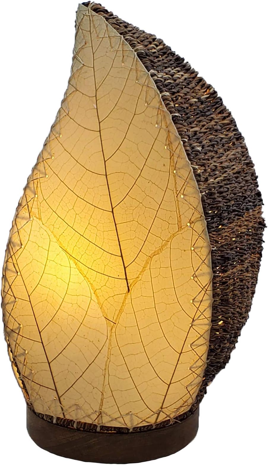 Eangee Home Design Leaflet Table Lamp Natural Shade Made of Real Cocoa Leaves 5 Inches Length x 7 Inches Width x 14 Inches Height (647 t n)
