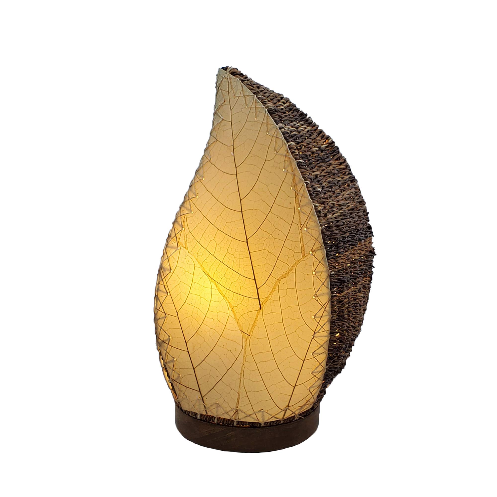 Eangee Home Design Leaflet Table Lamp Natural Shade Made of Real Cocoa Leaves 5 Inches Length x 7 Inches Width x 14 Inches Height (647 t n)