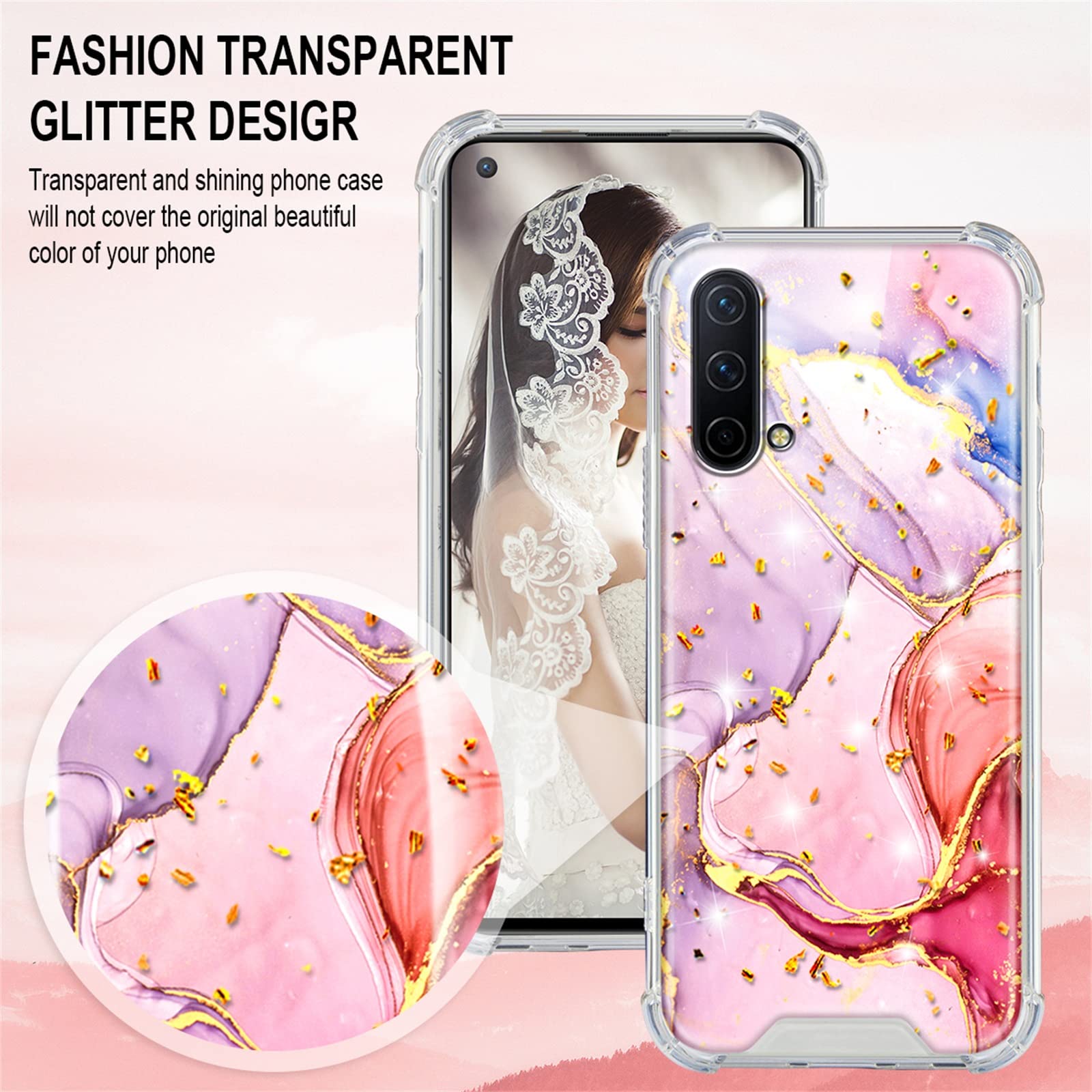 Paekear Custodia con Collana per OnePlus Nord 4 5G, Cover Trasparente Morbido Silicone con Cordino Case con Laccio Tracolla [Antiurto] [AntiGraffio