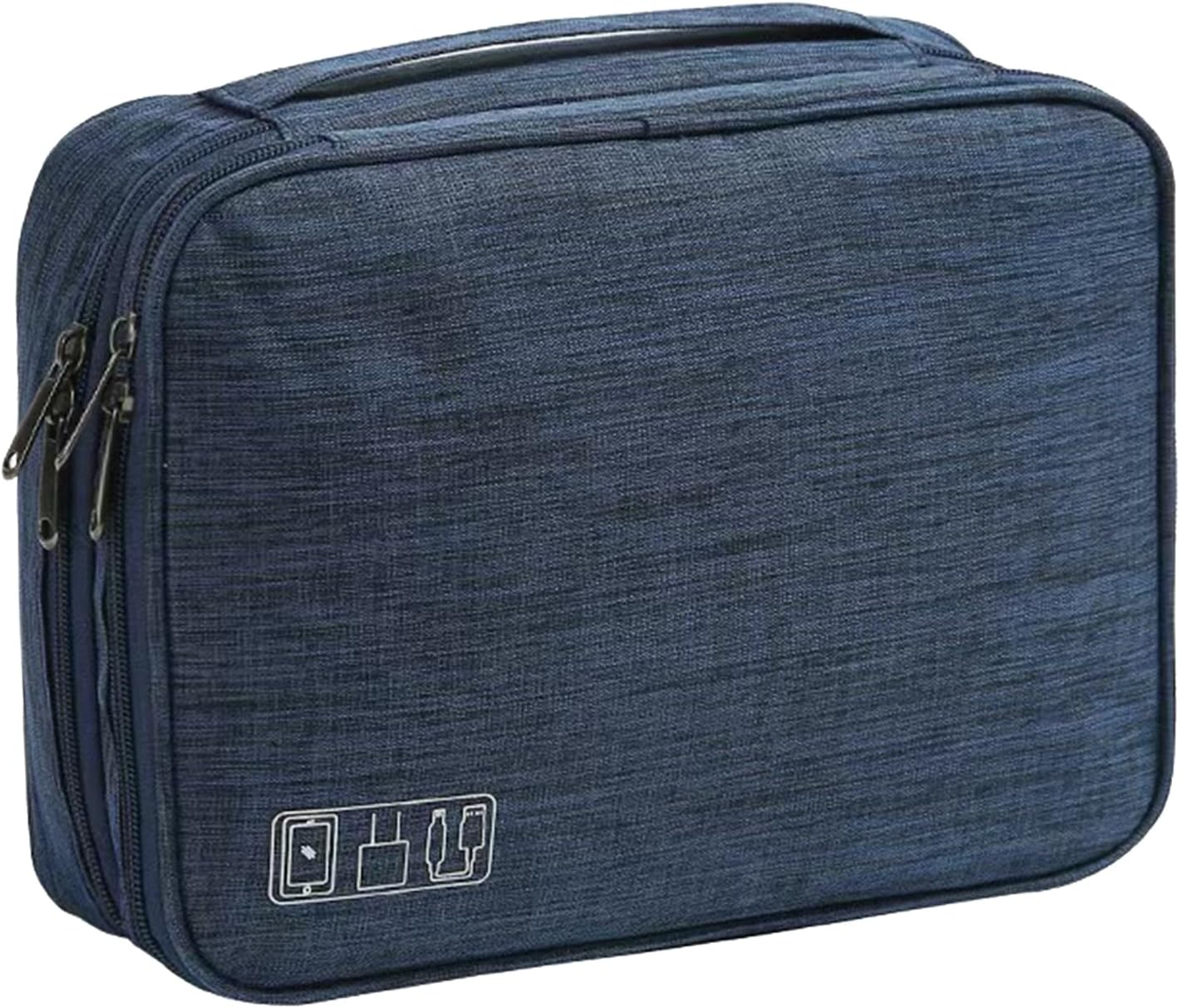 2 Layer Electronic Organizer,Cable Travel Organizer Bag, Electronic Accessories Travel Case For Adapter Plugs,Cable, Gadgets, Cord, Charger, Phone, Earphone, Large (Navy)