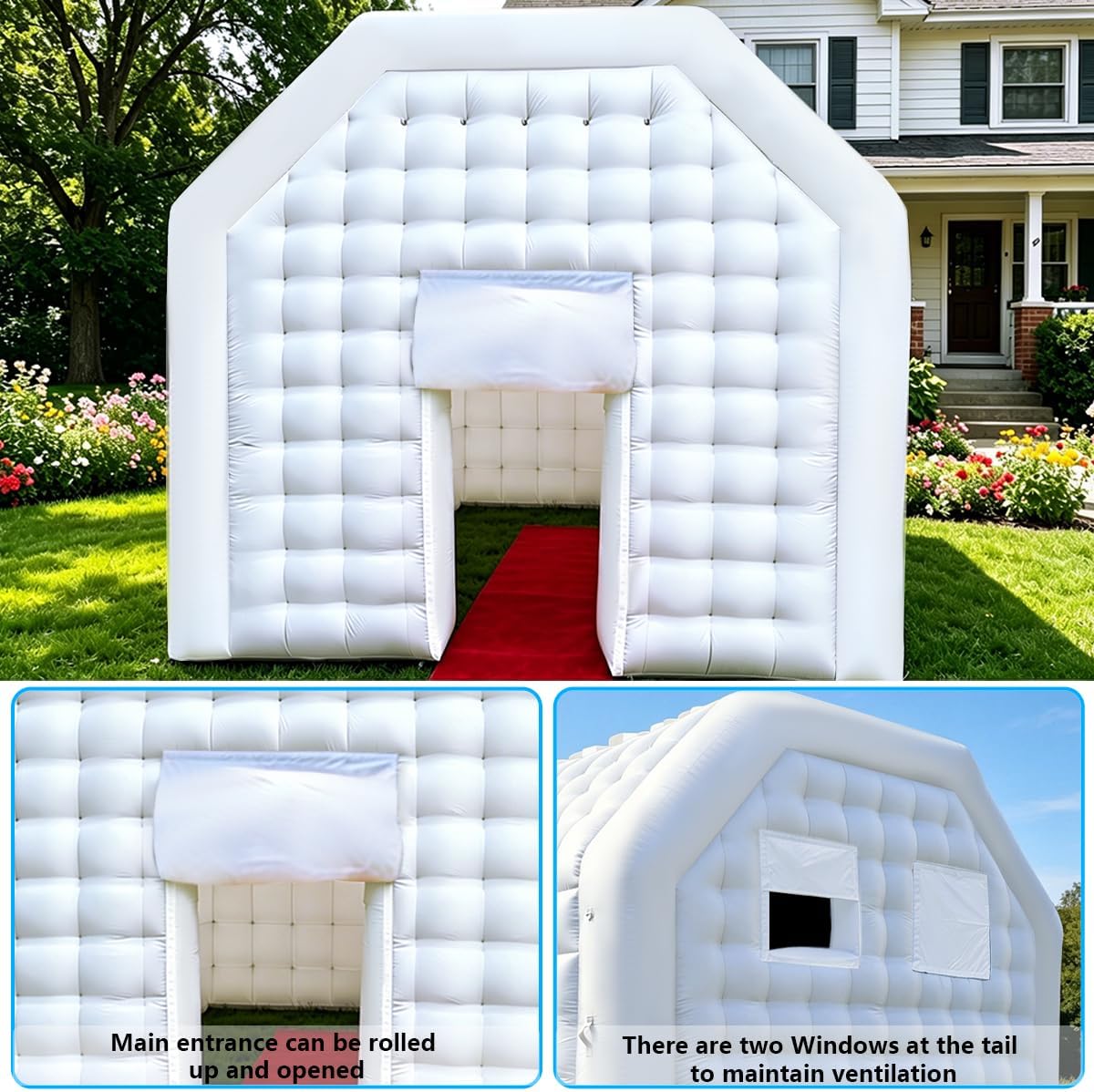 Inflatable Nightclub Tent 16.5x13x12Ft with Blower, Oxford Fabric White Party Tent, Gazebo Event House for Wedding,Backyard, Birthday Celebration