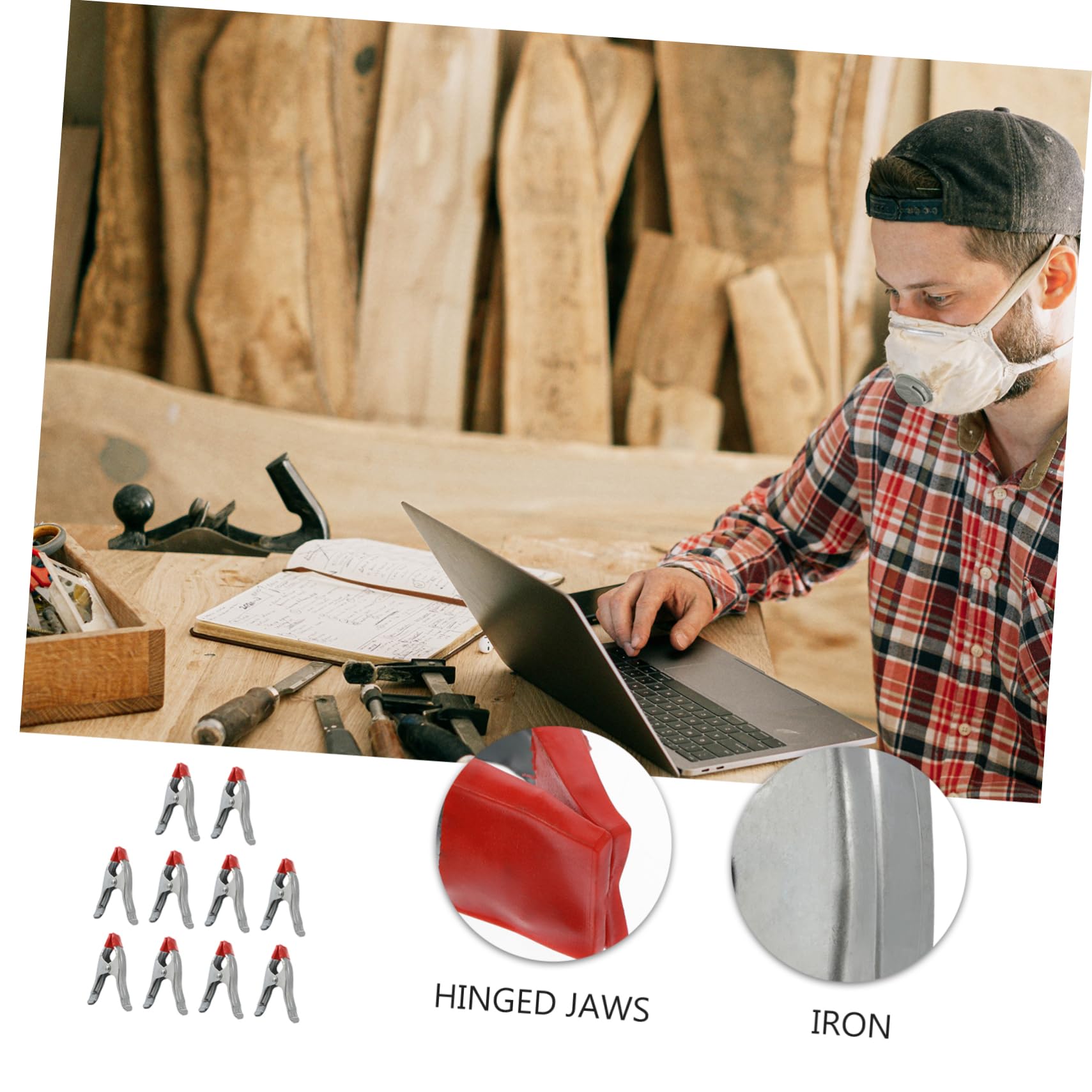 SEWACC Long Lasting Woodworking Clamp 10pcs Set Strong Spring Clip Carpentry Clip for Wood Metal Plastic -shape Clamp