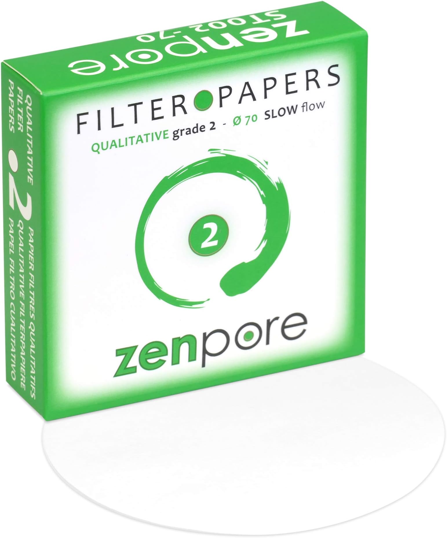 7 cm Lab Filter Paper, Standard Qualitative Grade 2 - ZENPORE Slow Flow 70 mm (100 Discs)