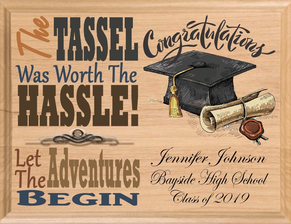 Graduation Gift Plaque PERSONALIZED Graduate Gifts for High School or College & University - Solid Wood - Made in the USA