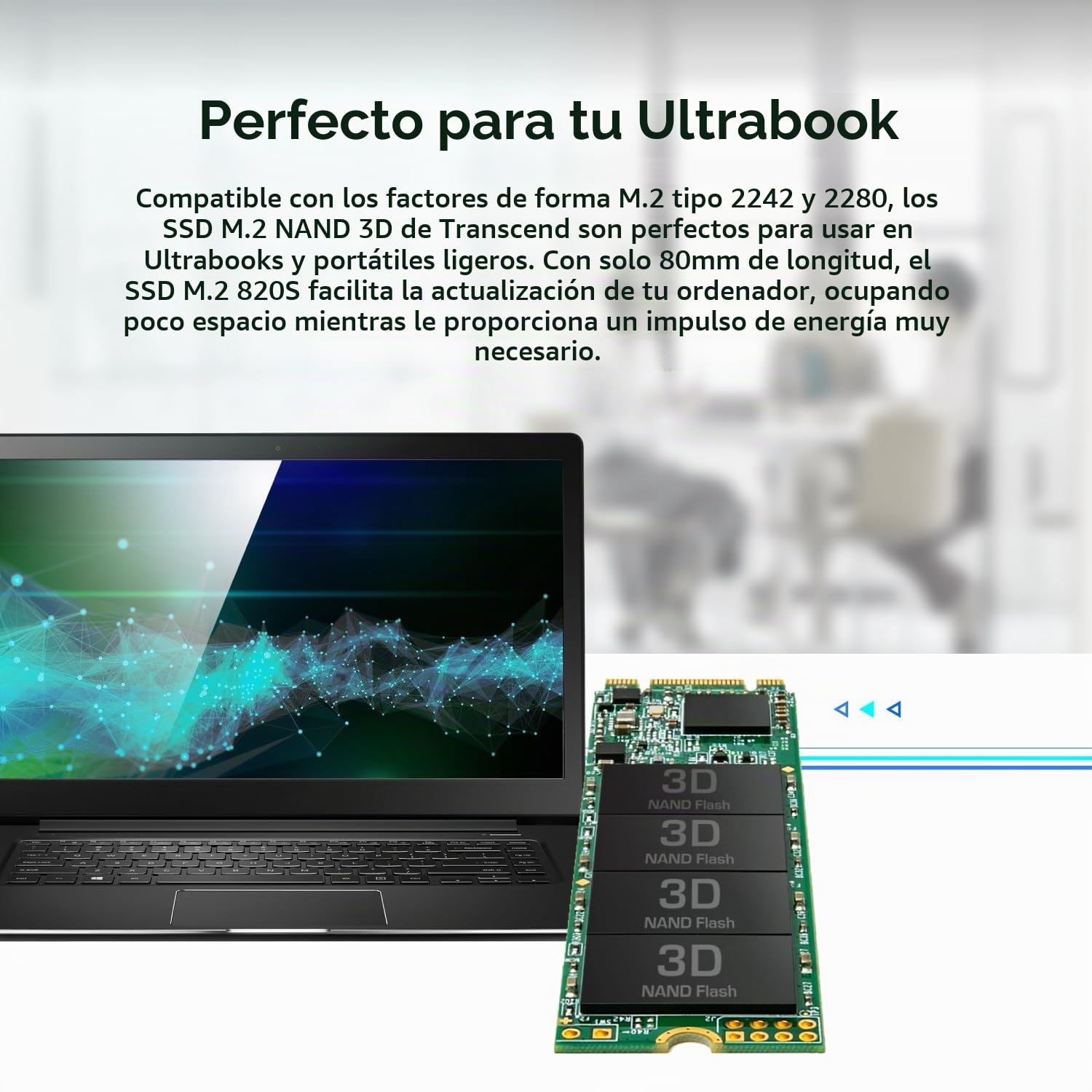 Transcend 120GB MTS820S M.2 2280 SATA III 6 Gb/s Disco de Estado Sólido Interno 3D TLC NAND TS120GMTS820S