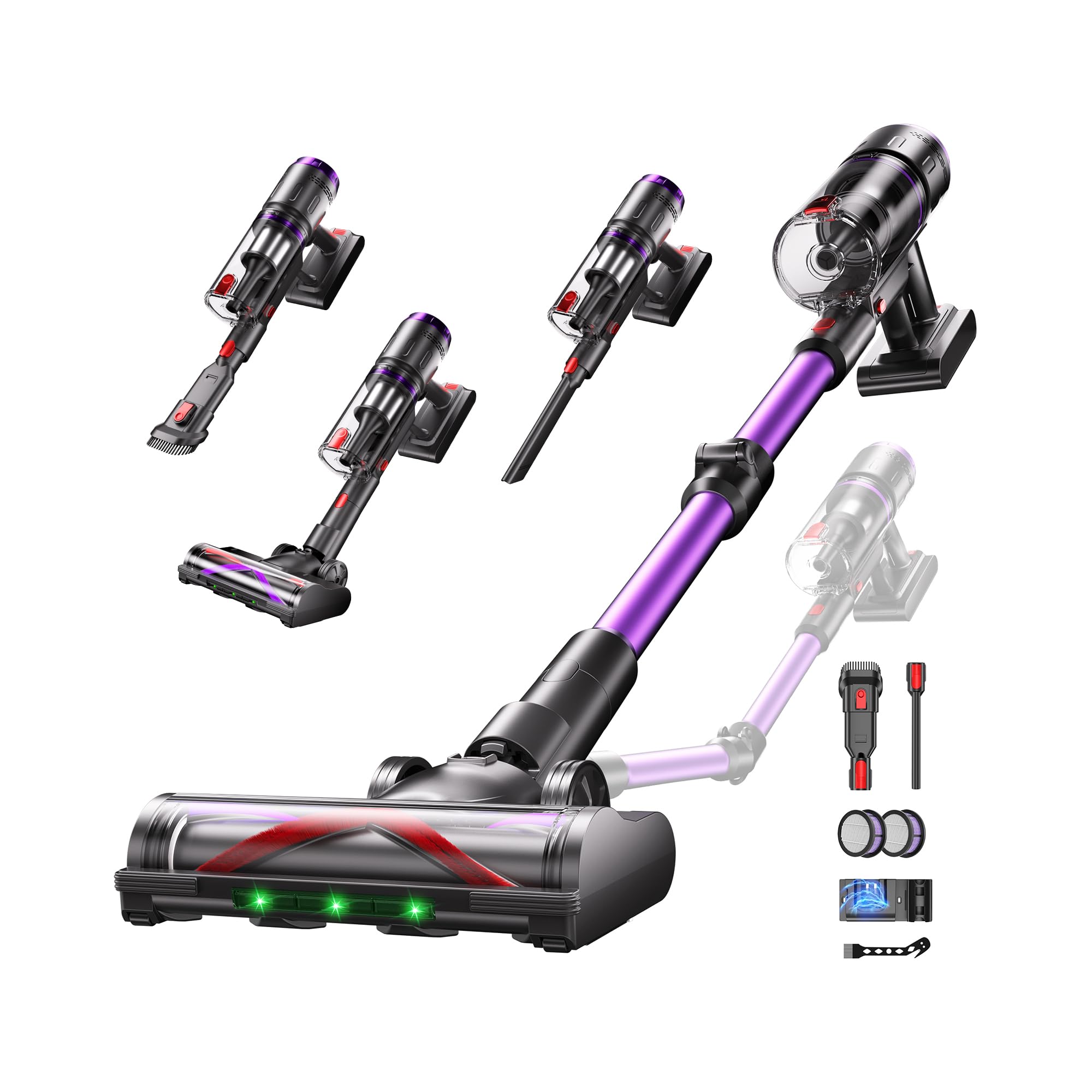 Aspiradora sin Cable 58Kpa/600W/75Min para Suelos/Alfombras/Pelo de Animale