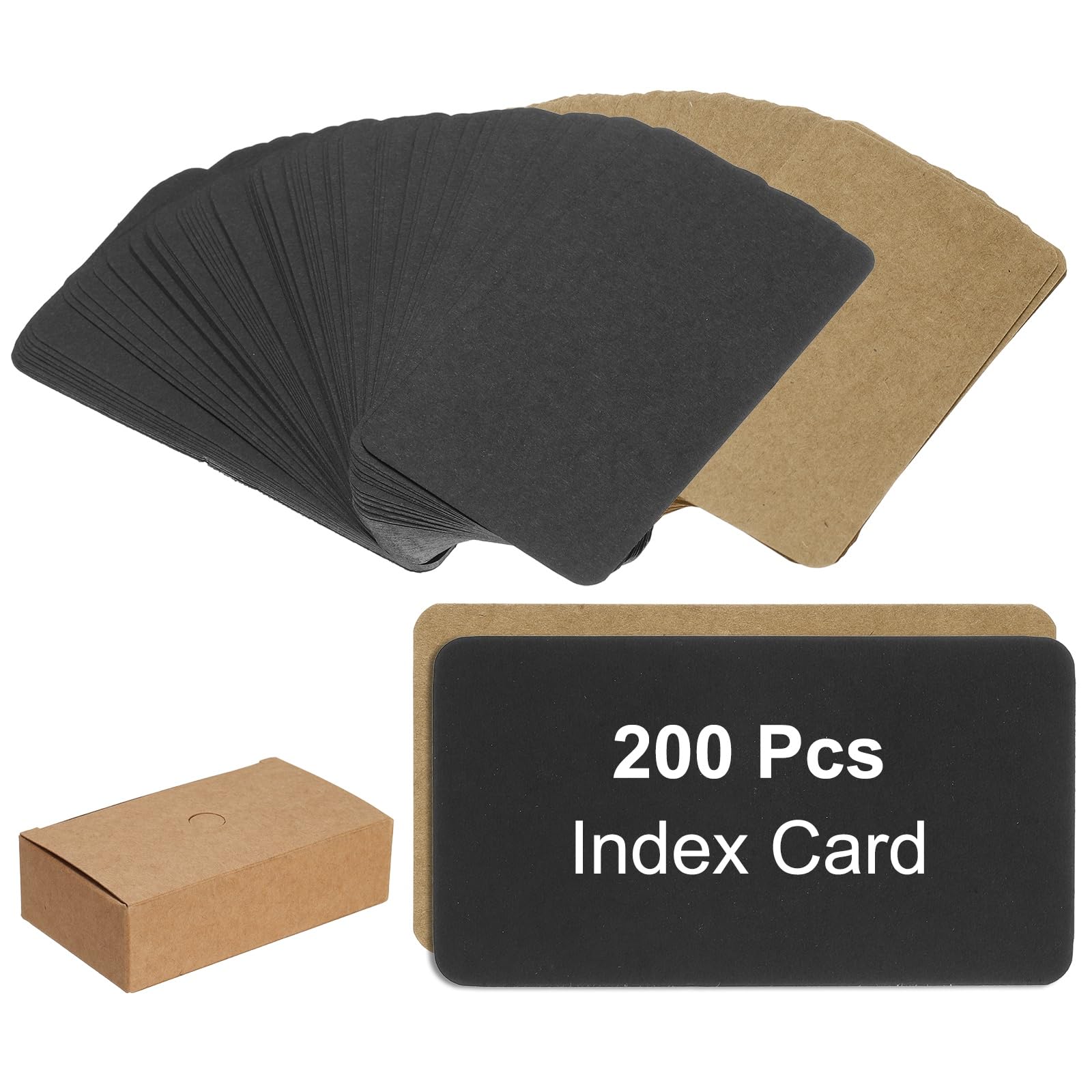 PATIKIL 3.5x2 Blank Kraft Index Cards, 100Pcs Small Blank Paper Message Business Cards for Reminder Study DIY Craft Invitation Tag Flash Vocabulary Word, Black/Leather — image 1