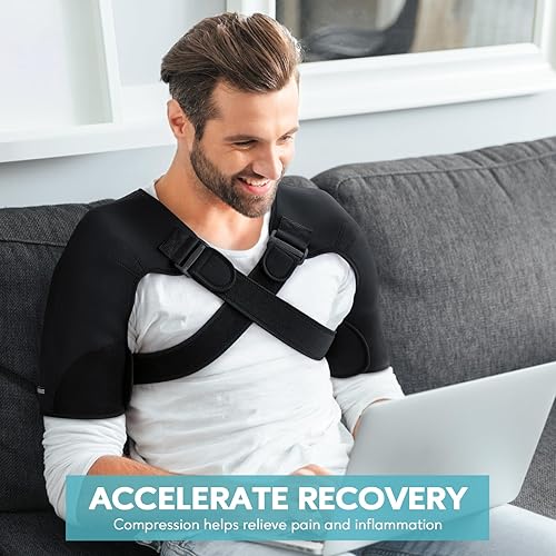 Miniatura 7 de U.Y.U ESENCE Soporte de hombro doble para mujeres y hombres, alivio del dolor de hombro, soporte de hombro doble para manguito rotador, hombro