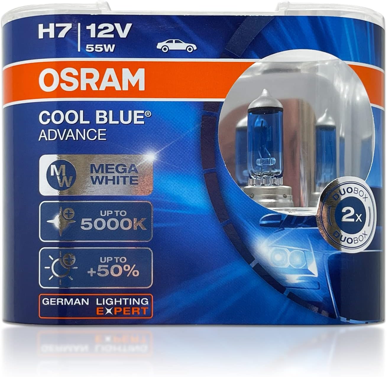 Osram H7 12V 55W 5000K 62210CBA COOL BLUE ADVANCE Auto Lamps Halogen Headlight 2X