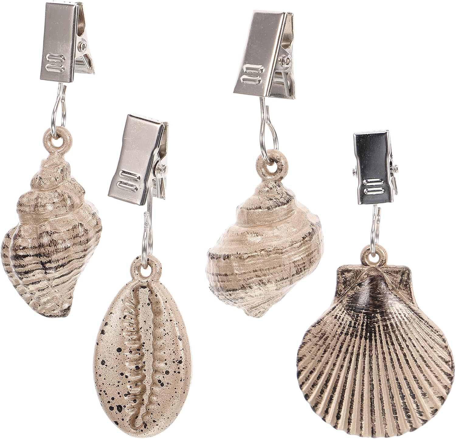 Kichvoe 4Pcs Tablecloth Weights with Clips, 2.75" Seashell Table Clips