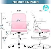 Vista 2 de Silla de Dibujo Alta con Anillo Reposapiés para el Hogar y el Trabajo, Silla Ergonómica de Escritorio de Oficina para el Hogar con Brazos Abatibles