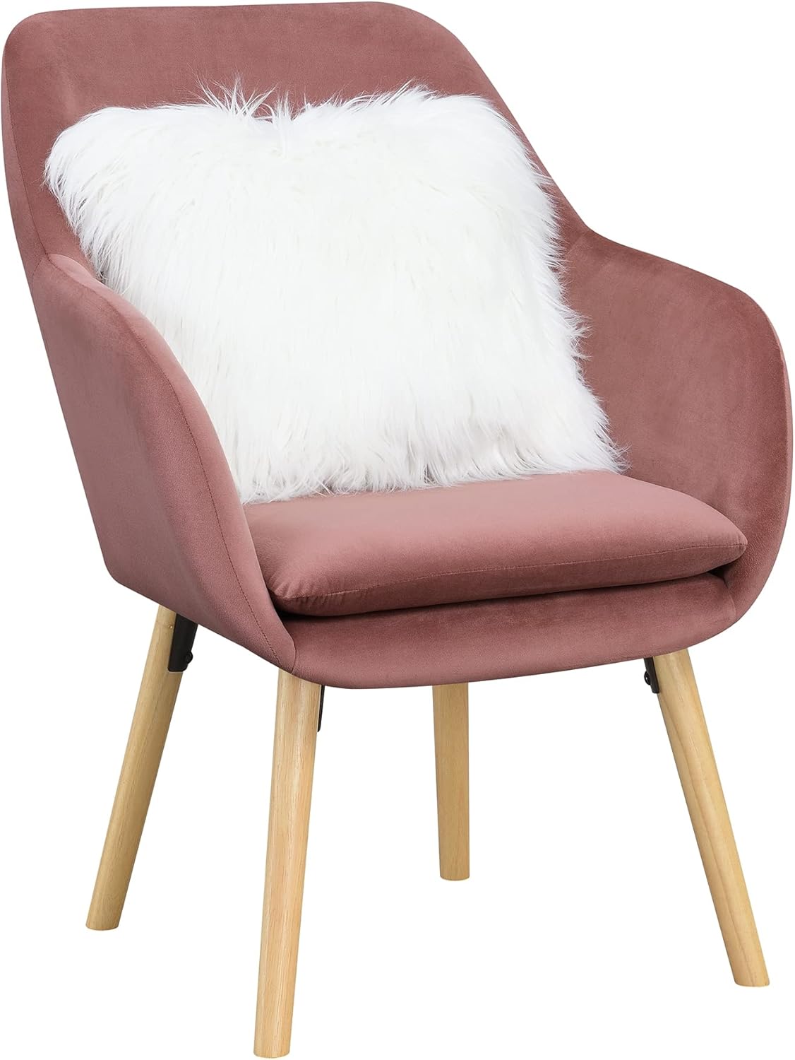 Blush Velvet Accent Chair with Oak Legs