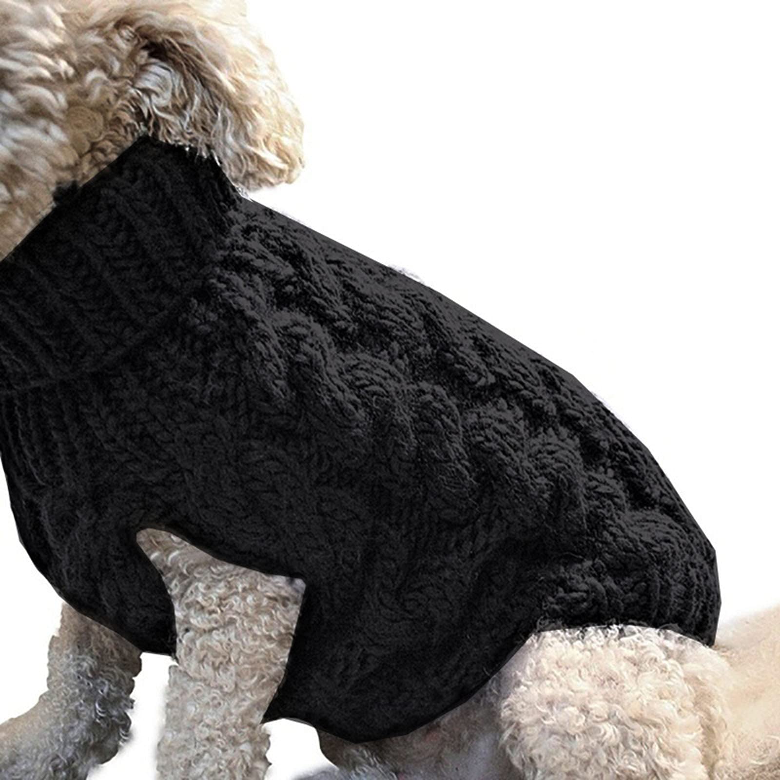 Dog Jumpers Soft Warm Outfit Dog Sweaters Warmer Thickening Pullover Knitwear Crochet Coat Clothes Puppy Cat Cold Weather Knitted Clothes for Small Medium Large Dogs (Black, S)