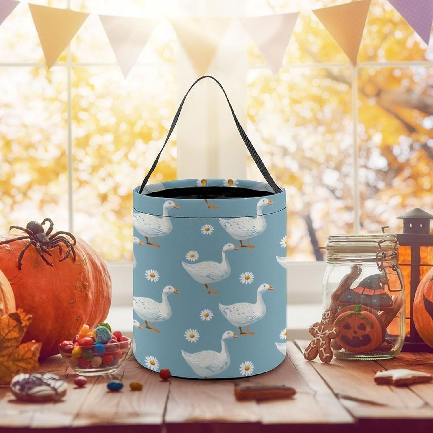 Goose Print Candy Bag Halloween Treat Goody Bags Party Basket Handbag Holiday Decor