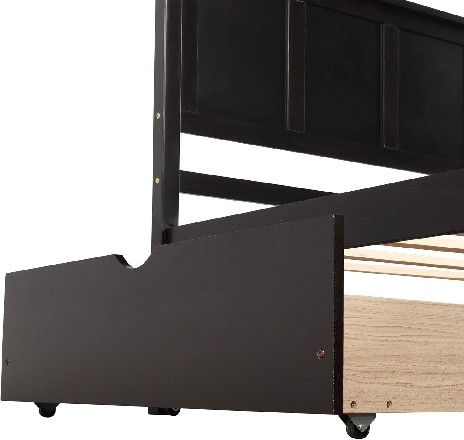 Harper & Bright Designs Twin Bed with Storage Drawers, Solid Wood Platform Bed Frame with Headboard - Espresso