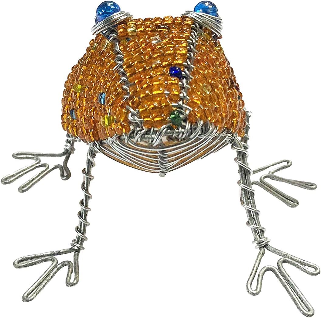 Zawadee Beaded Wire Animal Frog 5 inches Orange image 3