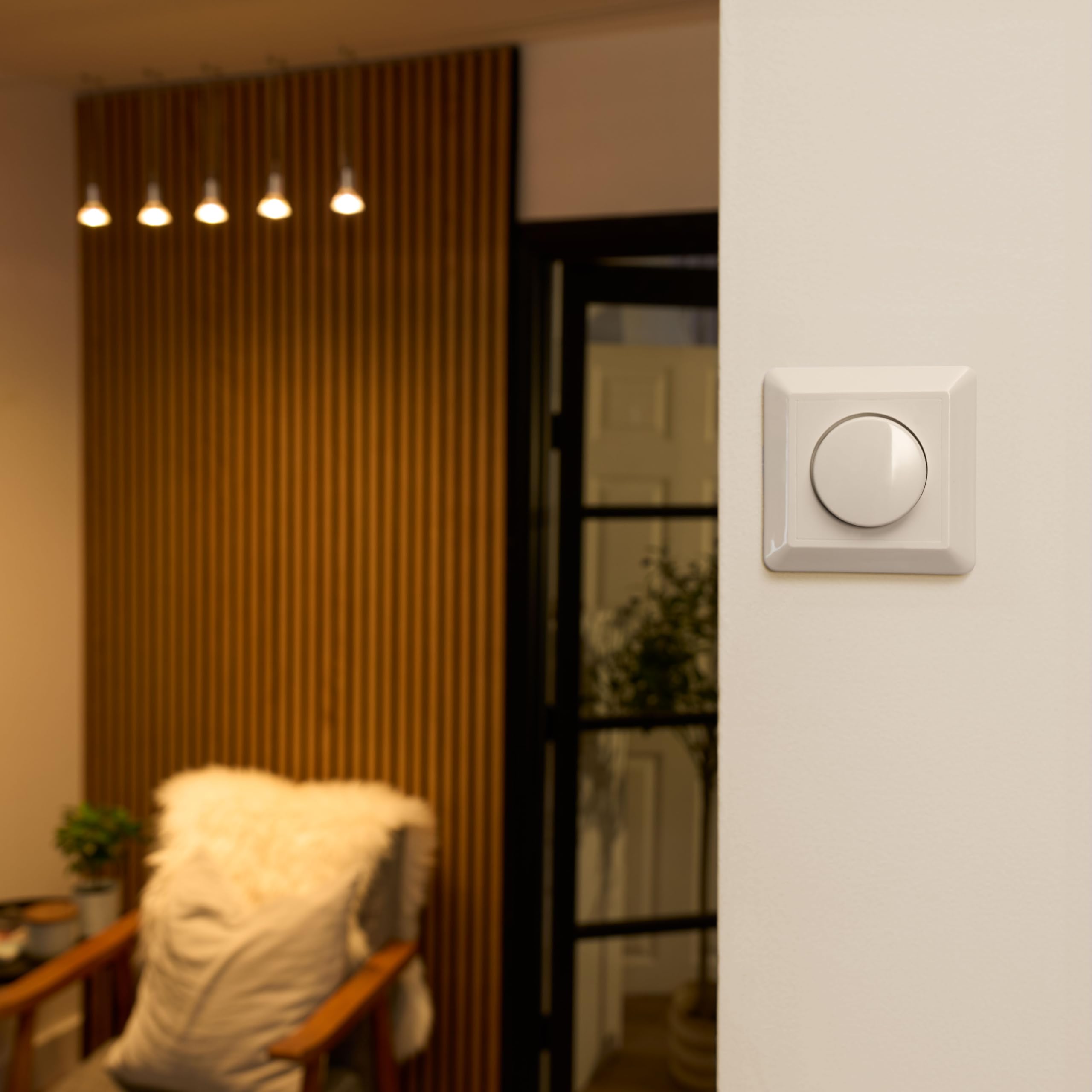 greenandco gc-350 regulador de intensidad LED giratorio | 1-350 W | también adecuado para circuitos con conmutador | función de disparo programable | empotrable | blanco