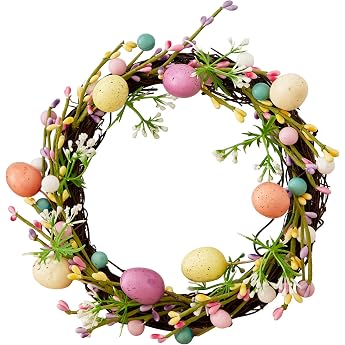 Easter Wreath with Eggs Easter Decoration for Hanging Easter Eggs Decoration Wreath Outdoor Door Wreath Spring Decoration Front Door Wall Wreath Spring Wreath Easter Decoration for Spring Decoration Easter Decoration 20 cm