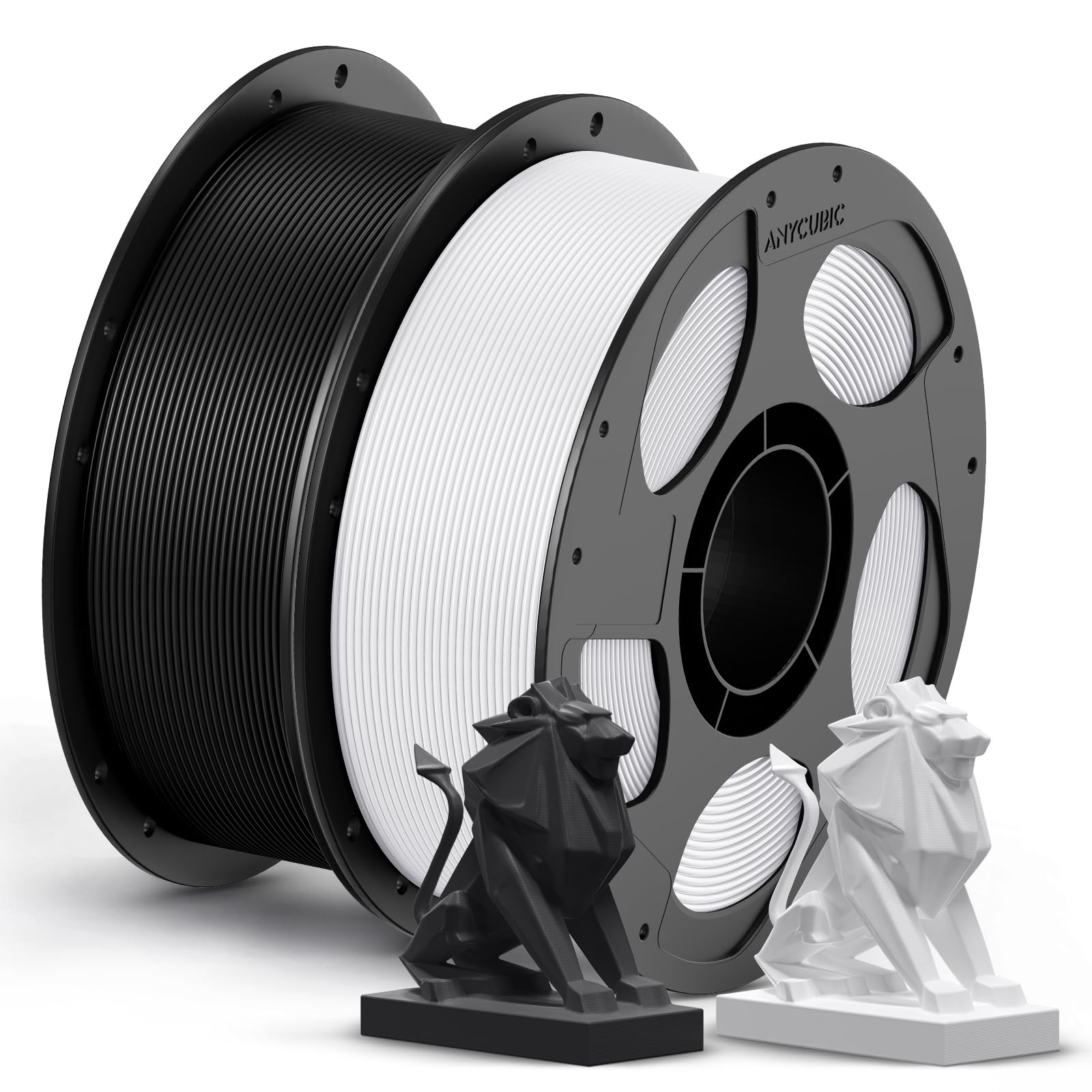 ANYCUBIC PETG Filament 1,75mm, Robustes und Langlebiges 3D Drucker Filament, Geringe Verzugneigung und hervorragende Schichthaftung, 2KG PETG Schwarz Weiß