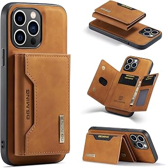 Compatible with iPhone 14 Pro6.1,2 in 1 Detachable Back Cover& Leather Wallet Phone Cases , with Card Holder,Leather Pocket Phone Cases Not Fit for iPhone 14 Pro Max Brown