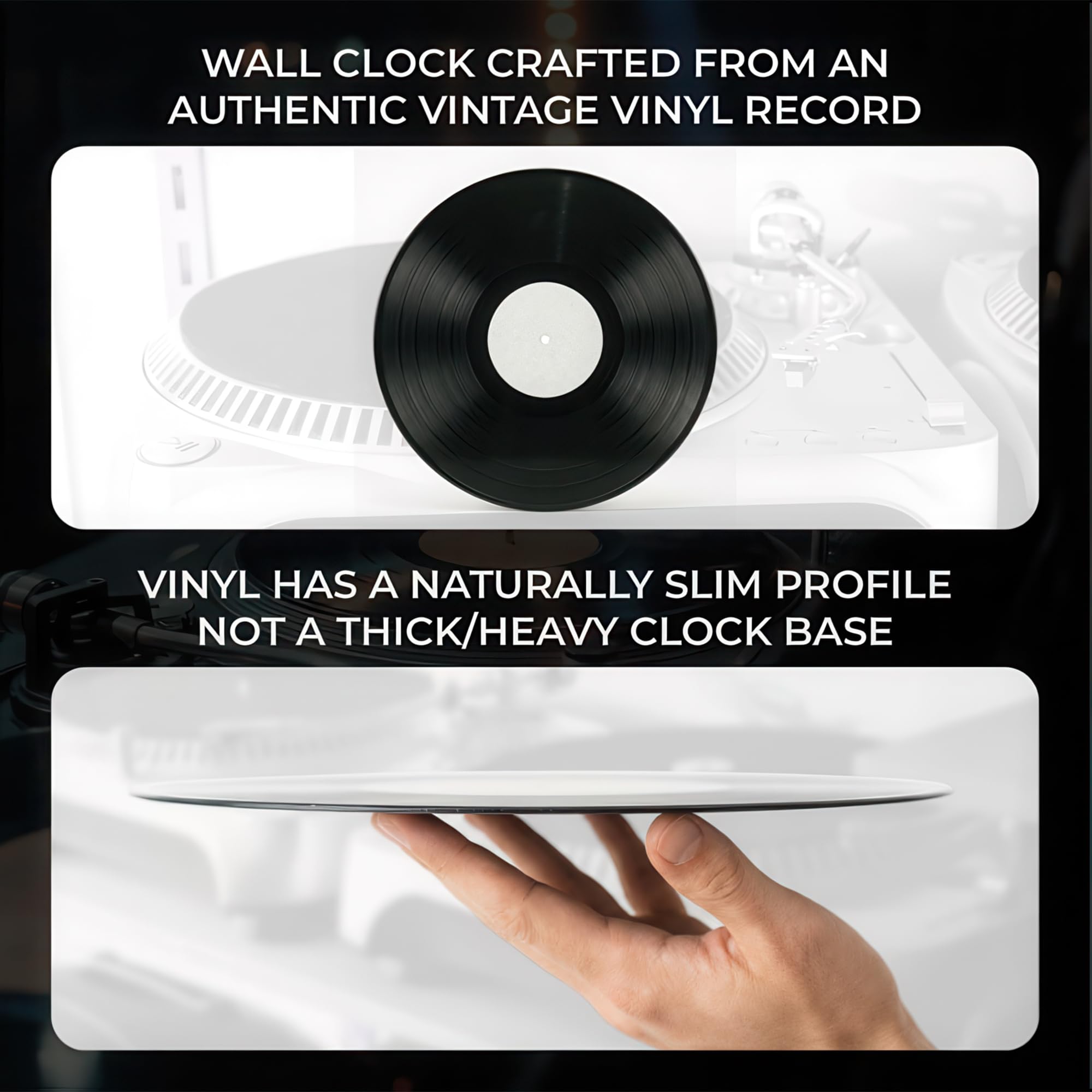 Reloj de pared de luna con luz LED, arte de pared de fases de la luna, decoración de fases lunares, regalo de ciclo lunar, disco de vinilo negro