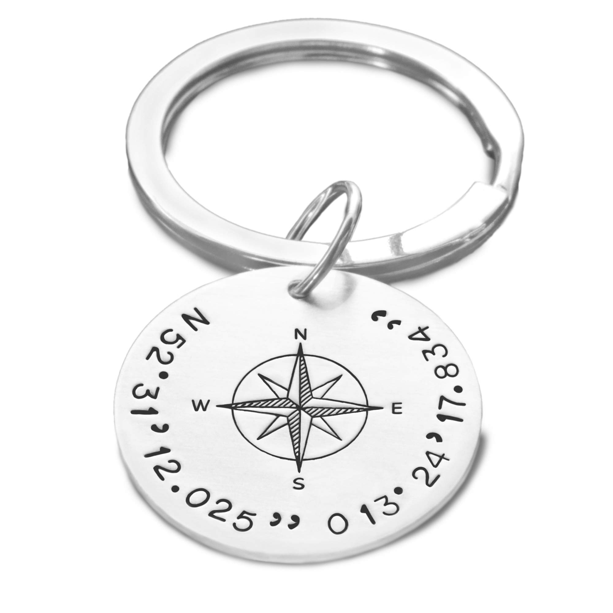 Schlüsselanhänger Mann personalisiert 925 Silber GPS Koordinaten | Herrenschmuck, Anhänger mit Gravur, Geschenk, Accessoires