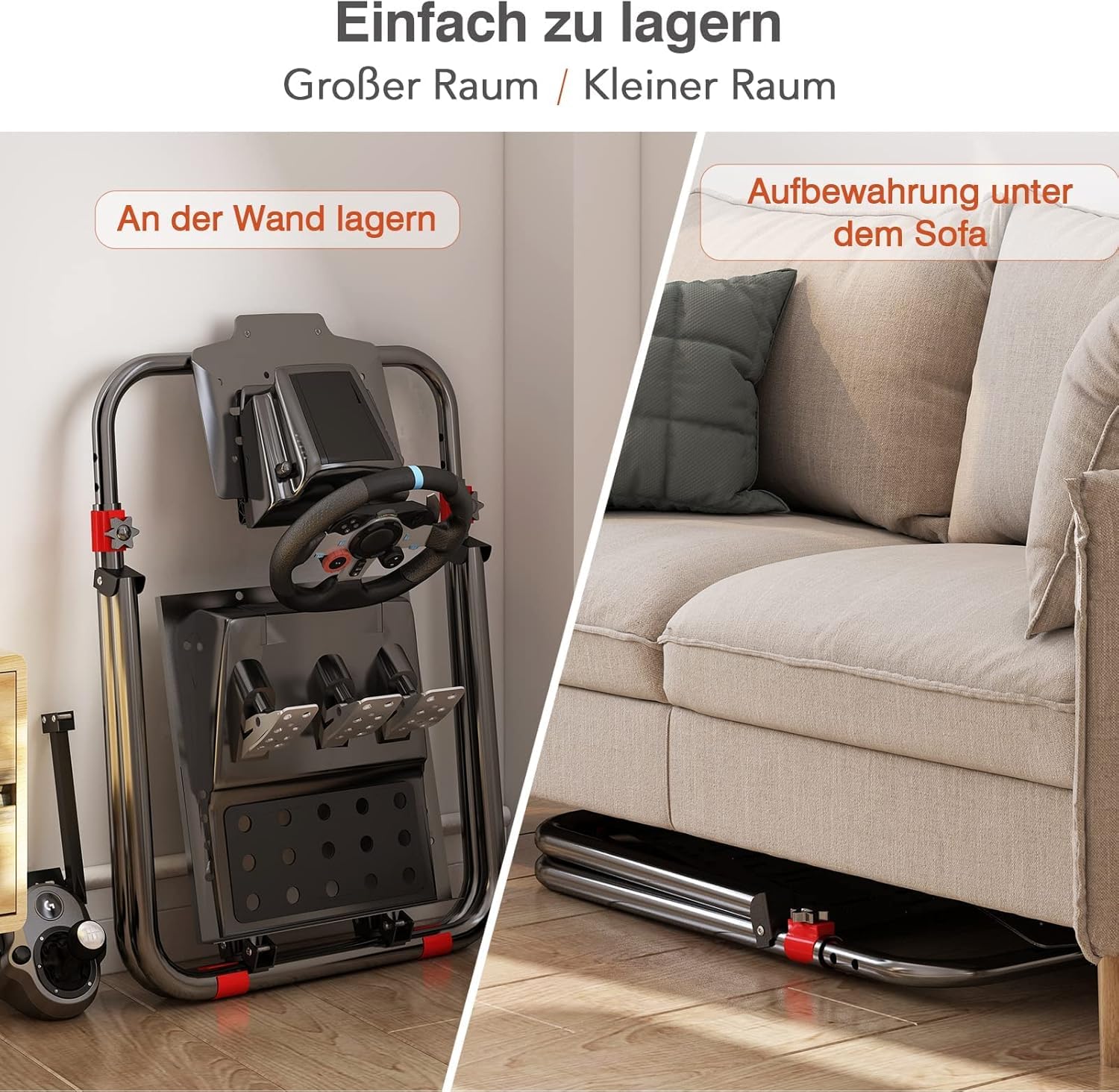 DIWANGUS Lenkradständer, Schnelle Montage Geeignet für Logitech G923 G920 G29 G27 G25, Faltbar Lenkrad Ständer Geeignet für Thrustmaster T248X T248 T300Rs TX T150 PS4 PS5 Xbox 360 Xbox - 5
