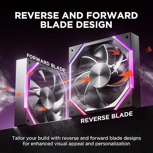 Miniatura 7 de Asiahorse Nyota Ventilador de carcasa de 4.724 in con refrigeración eficiente, iluminación de ventilador ARGB, control de velocidad de 800-1800RPM y