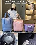 Expandable Rolling Duffle Bag, Travel Tote Bag with Wheels, Large Waterproof Carry On Overnight Bag Hospital Bag Weekender with Spinners & Wet Pocket