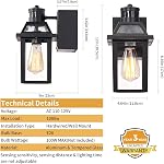 Porch Lights with GFCI Outlet, Dusk to Dawn Outdoor Lights with Outlet, 3 Lighting Modes Exterior Light Fixture Waterproof, Outside Lights for House Front Door Patio Garage (Black)