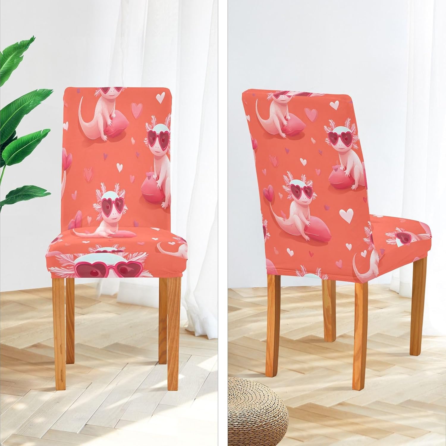 ALAZA Chair Covers for Dining Room, Salamander Sunglasses Heart Pattern Stretch Chair Cover Sets Chair Protector Removable Washable for Ktichen Restaurant Hotel