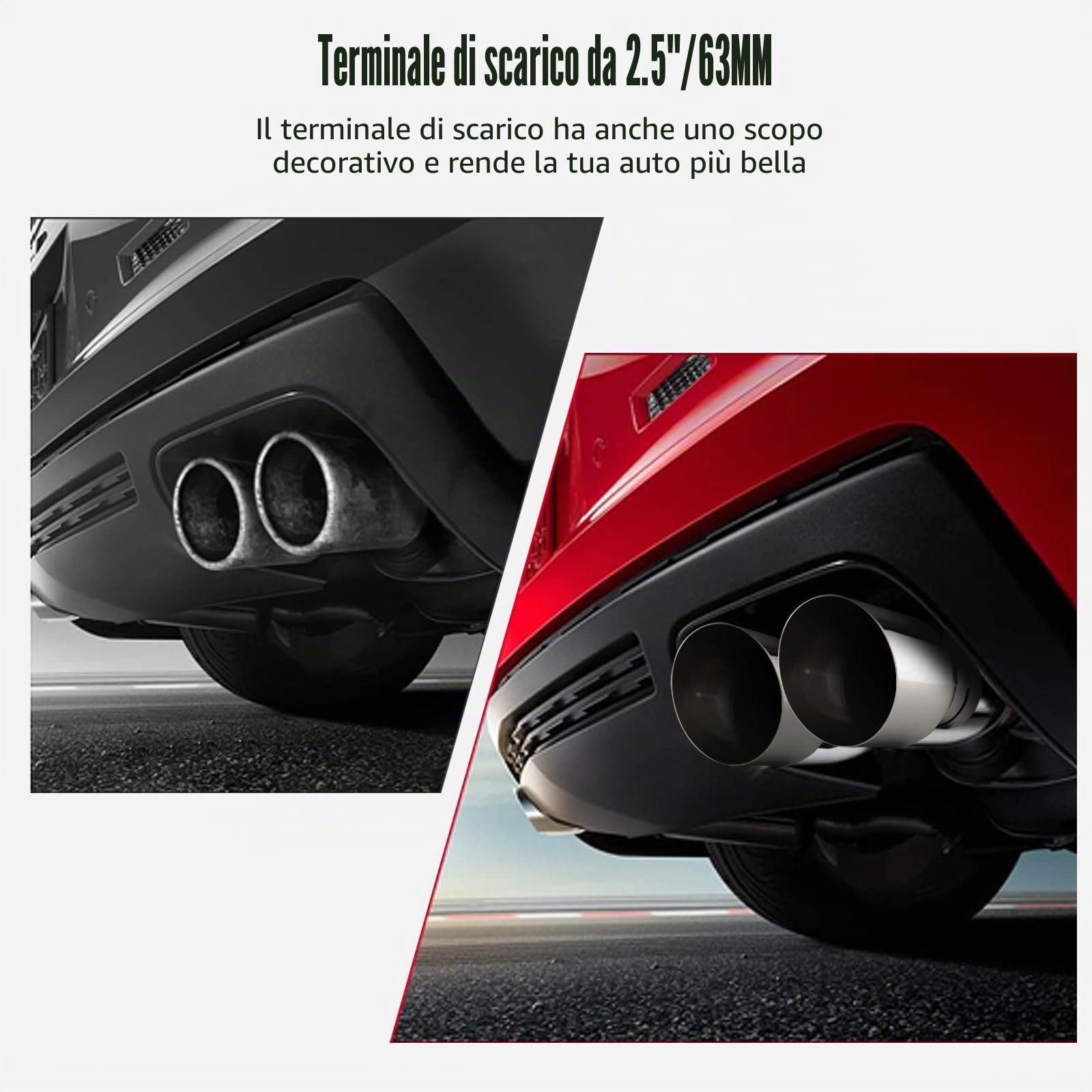 Catekro 63mm/2.5" Terminale Scarico Auto Universale in Acciaio Inox