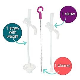 b.box Sippy Cup Replacement Straw Pack | Includes 1 Replacement Straw, 1 Replacement Straw with Weight, 1 Cleaning Brush | Fits b.box Sippy Cups