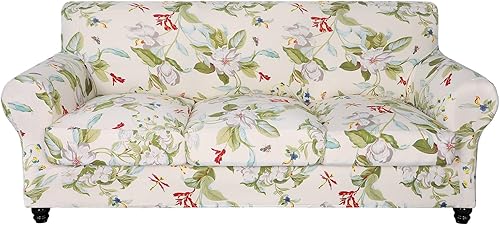 Miniatura 29 de SearchI Funda Elástica para Sofá con Estampado Fundas para Sofá, Patrón Floral Funda para Sillón de 2 Piezas con Funda de Cojín de Silla Separada,