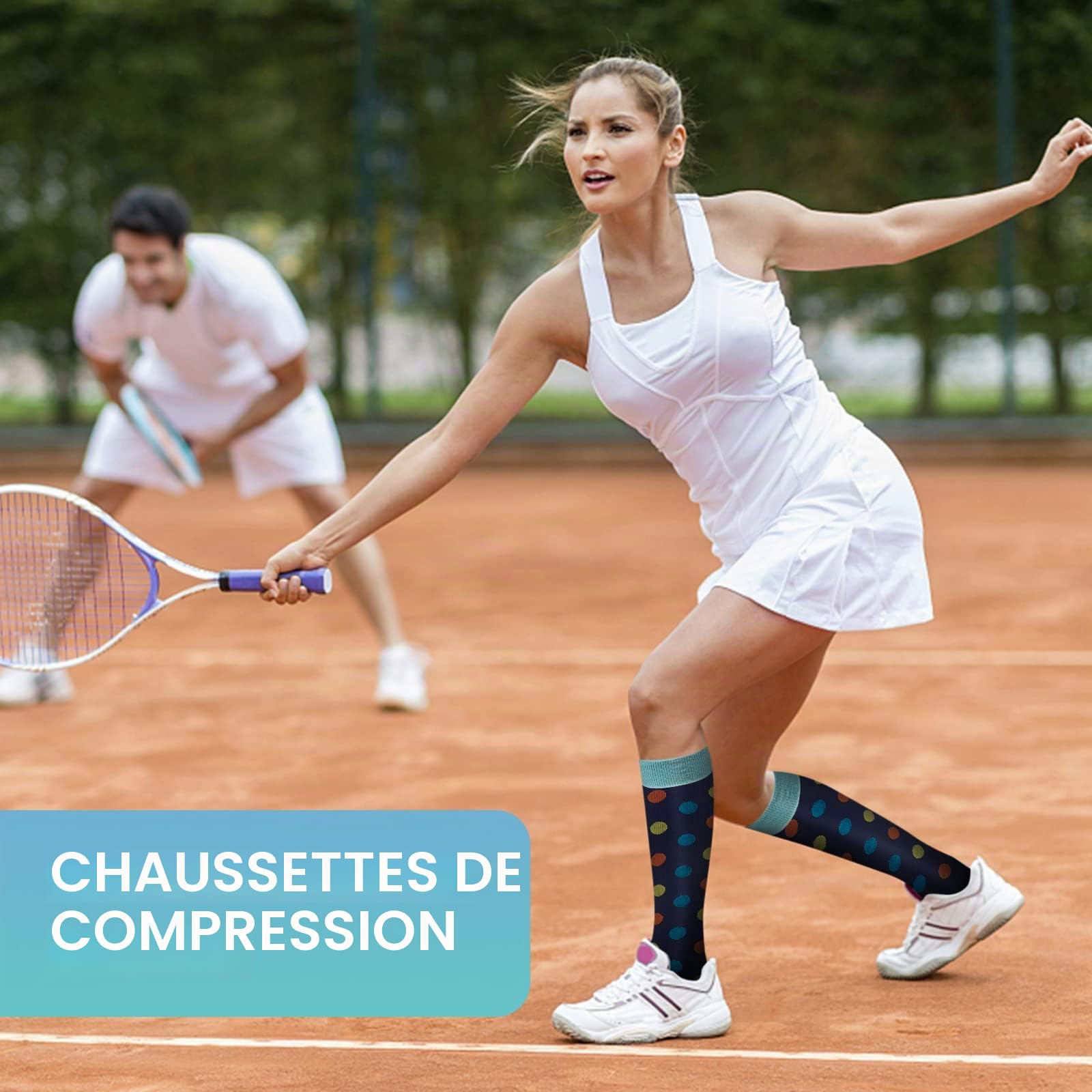 Chaussettes de Compression, (2/4/6/7 paires) pour Hommes et Femmes 15-20 mmHg, idéales pour L'athlétisme, la Course, les voyages en avion, le Soutien