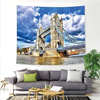 一点もの　油絵　絵画　タペストリー　ロンドン橋　ロンドン　インテリア　壁掛け 一点もの 油絵 絵画 タペストリー ロンドン橋 ロンドン
