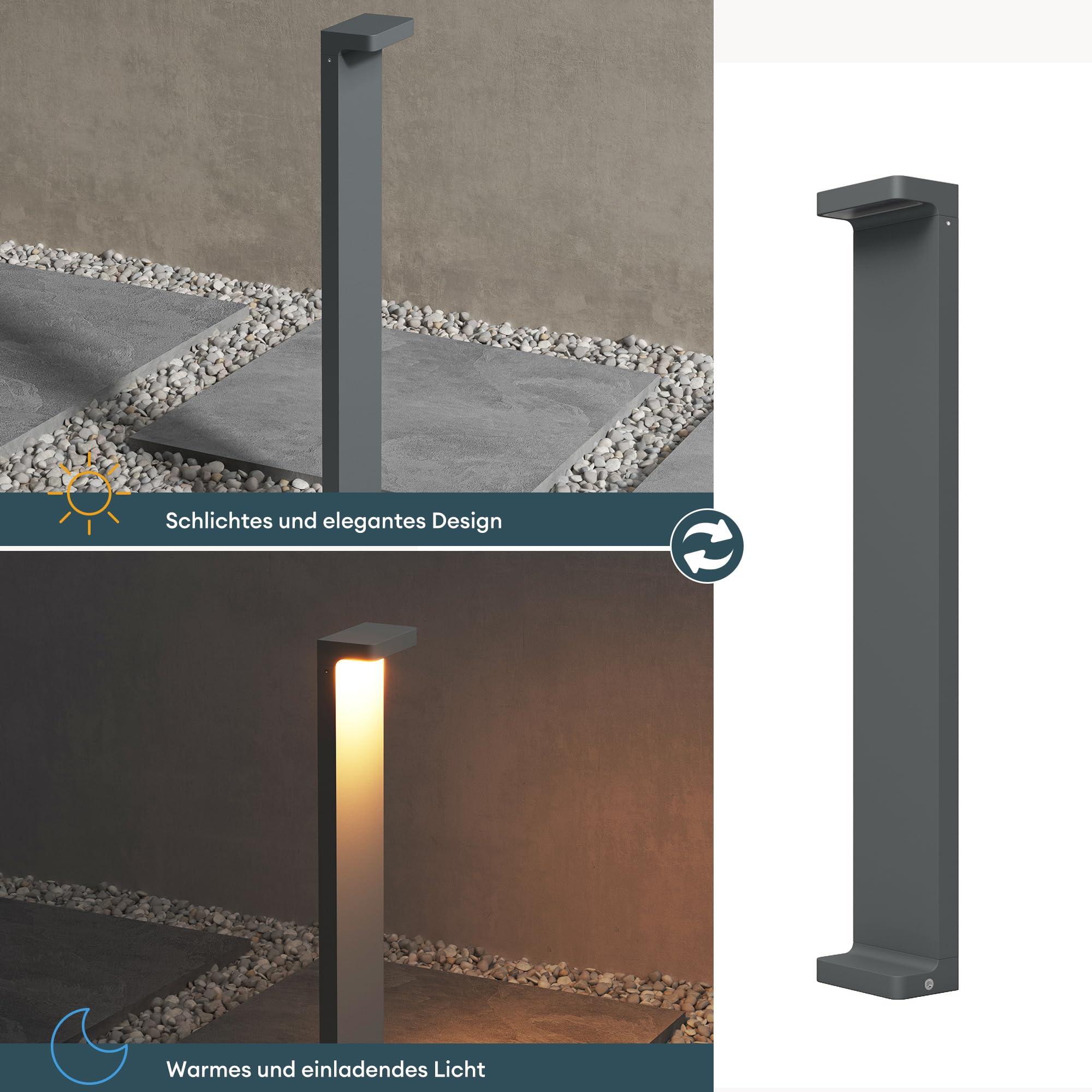 Mai & Mai Lampe sur Pied Extérieur LED IP65 Gris Foncé 100x60x600mm LumaTorch