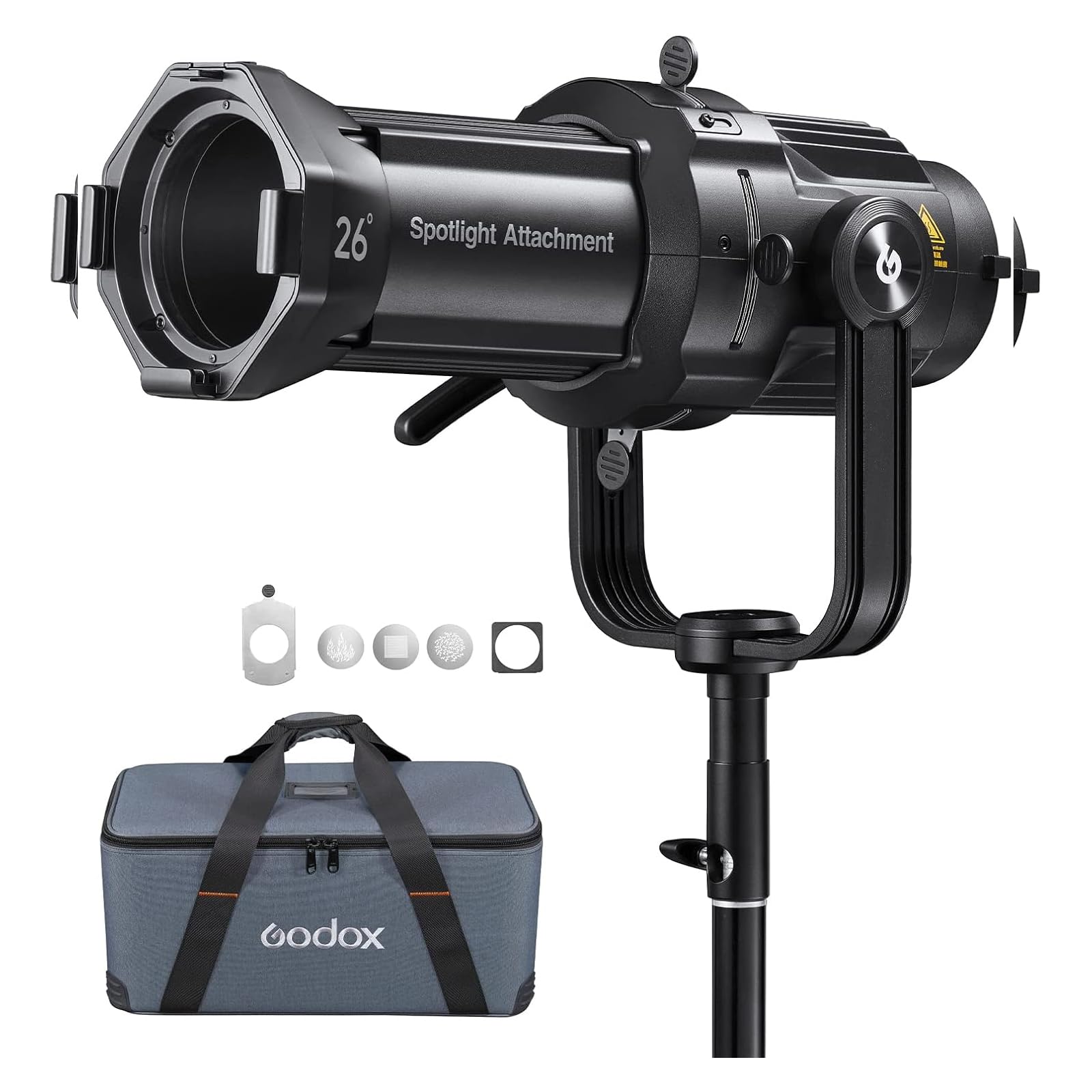 Godox VSA-26K Accesorio de Foco de 26° para monoluz de luz LED con Montaje Bowens con Juego de GOBO Modificador de Lente de proyección para Flash monoluz de Estudio con Montaje Bowens y Luces LED