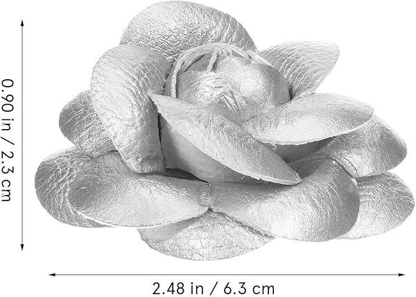 VALICLUD 2PCS Silver Leather Rose Flower Shoe Clips with 6.5cm Duckbill Brooch Pins Satin Fabric Shoe Jewelry Clips for Heels and Flats Removable Floral Footwear Charms - 2