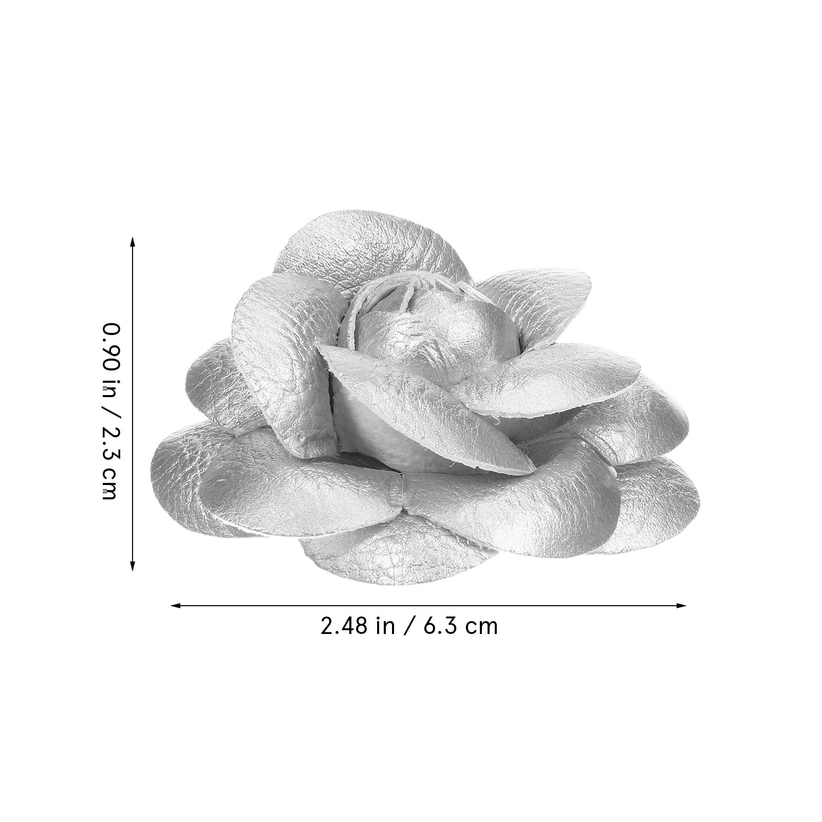 VALICLUD 2PCS Silver Leather Rose Flower Shoe Clips with 6.5cm Duckbill Brooch Pins Satin Fabric Shoe Jewelry Clips for Heels and Flats Removable Floral Footwear Charms — view 2