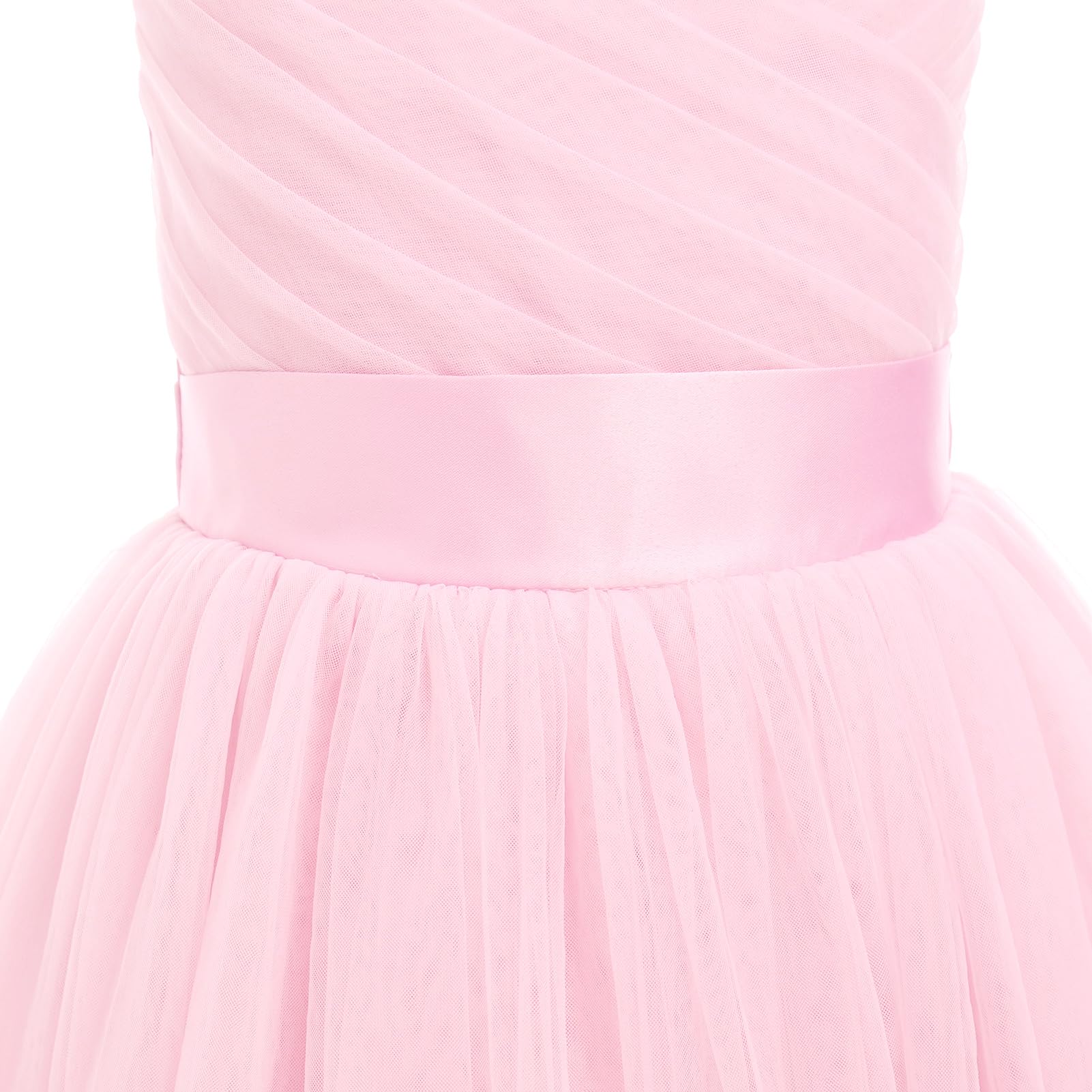 IDOPIP Ragazza Fiori Principessa Abito Lungo Pieghettato Matrimonio Damigella d'onore Abito Da Sfera Ricamo Fiore Pizzo Elegante Scollo a V