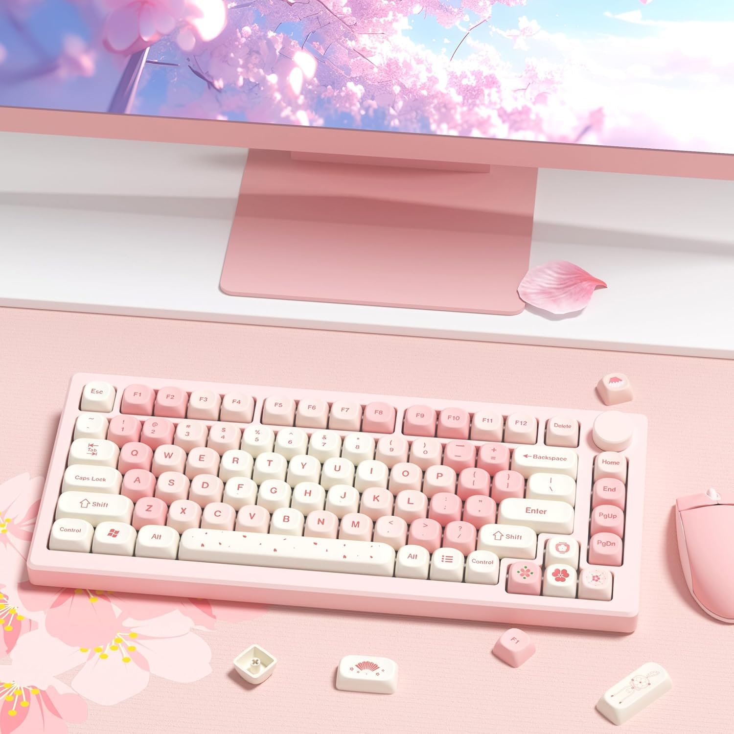 MOA Tastenkappen 75 Prozent, 133 Tasten Dye-Sublimation, individuelles PBT-Tastenkappenset ASIN US für 61/64/68/84/87/100/104/108 Cherry MX Mechanische Tastatur (nur Tastenkappen)