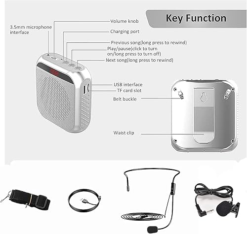Miniatura 2 de Amplificador de voz portátil para profesores, micrófono recargable para profesores, amplificador de altavoz pequeño con micrófono con cable, sistema