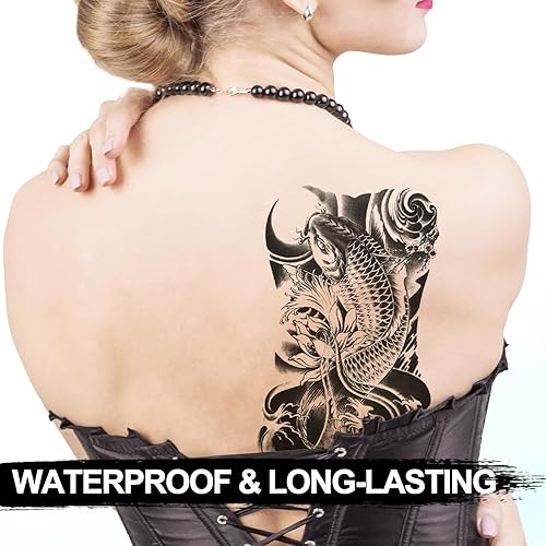 Miniatura 9 de Kotbs 6 hojas de tatuajes temporales de animales, calcomanías de tatuaje de tigre lobo negro fuerte para hombres, mujeres y adultos, tatuajes falsos