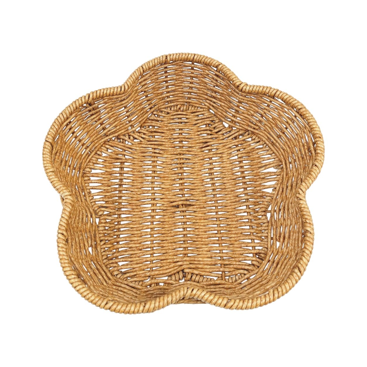 Easnea S Imitation Rattan Flower Hape Fruit Basket, Decorative Woven Erving Tray