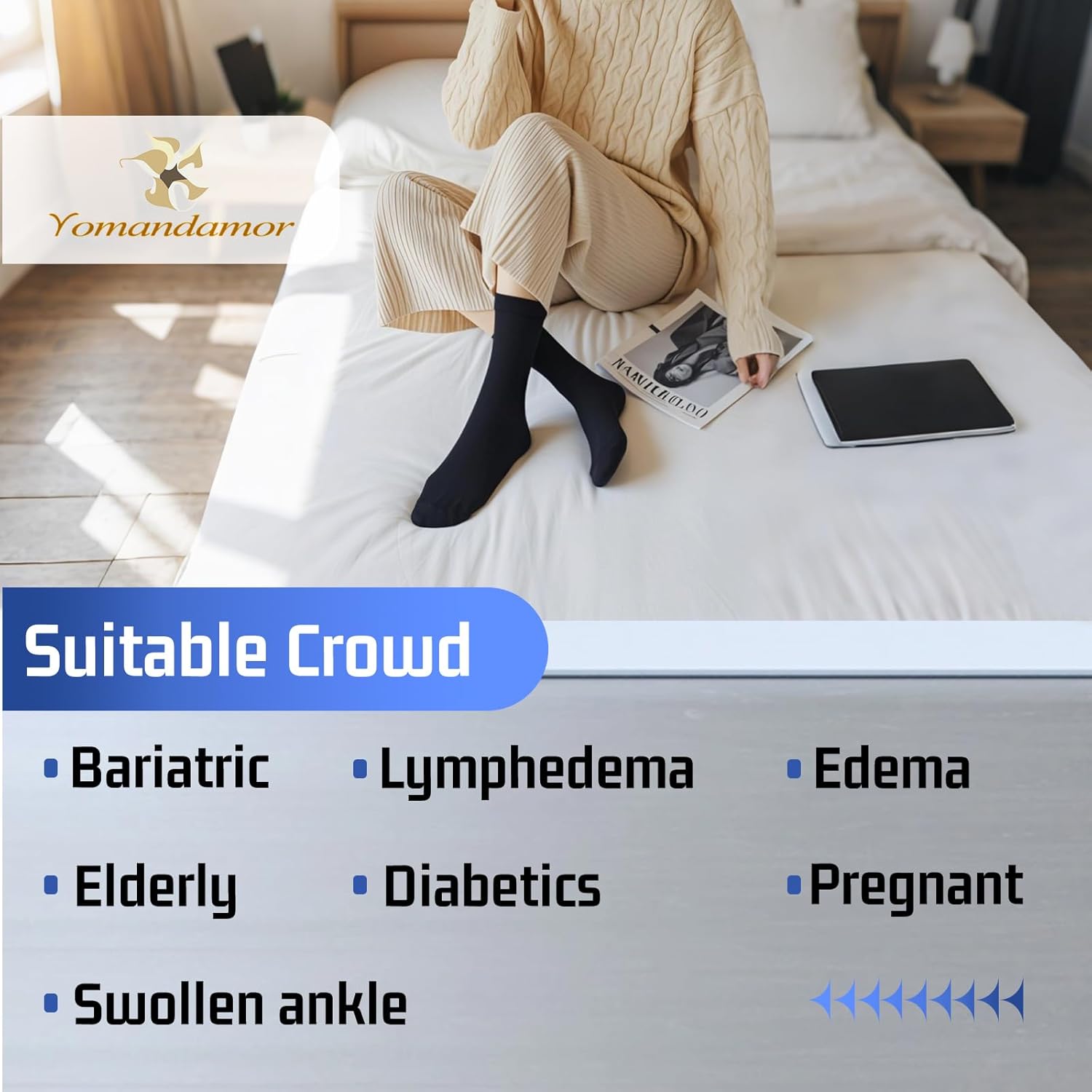 Yomandamor Womens Diabetic Crew Socks With Seamless Toe,6 Pairs Size 9-11 - Image 5