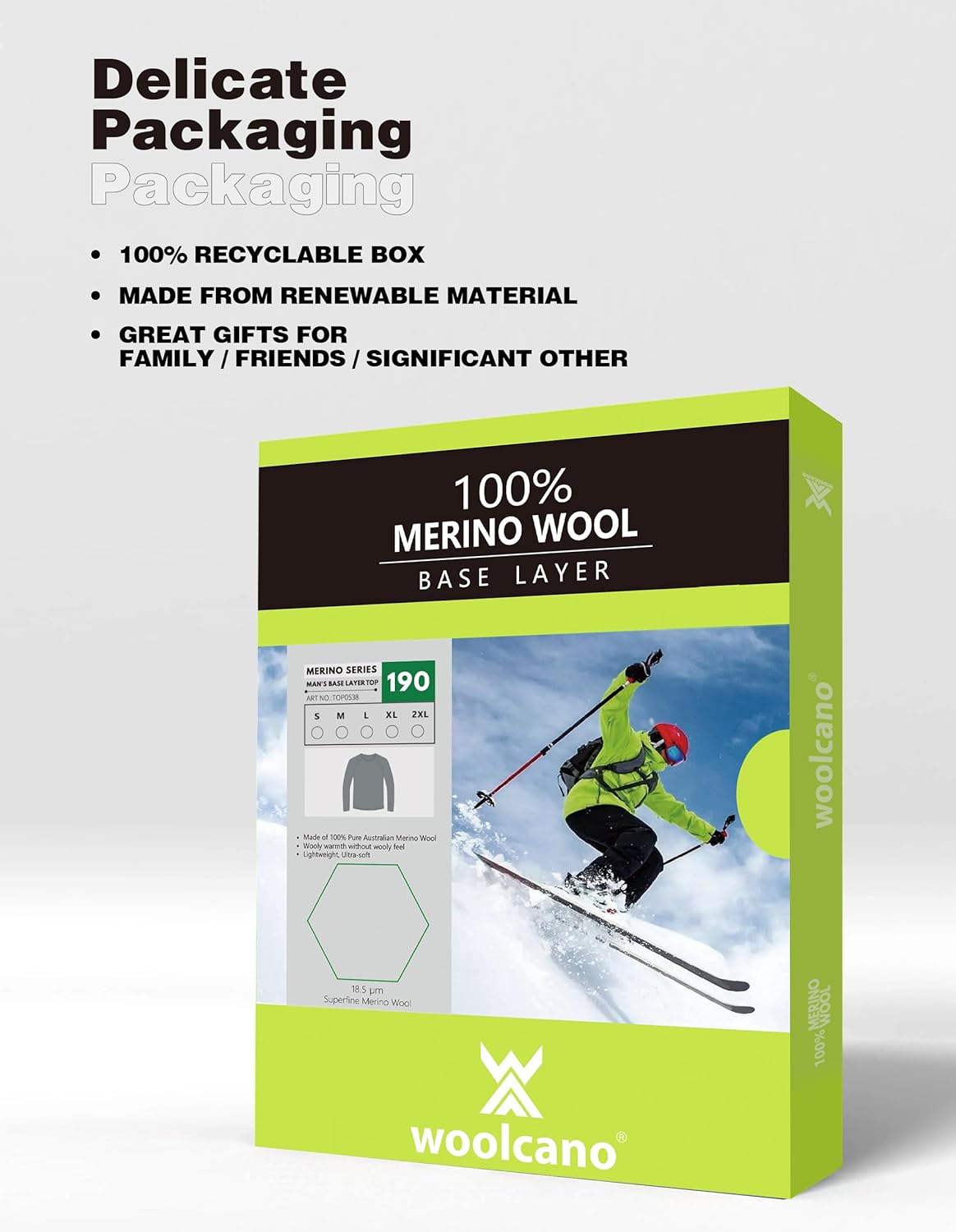 Men's 100% Merino Wool Base Layer Tops Lightweight Long Sleeve Active Base Layer